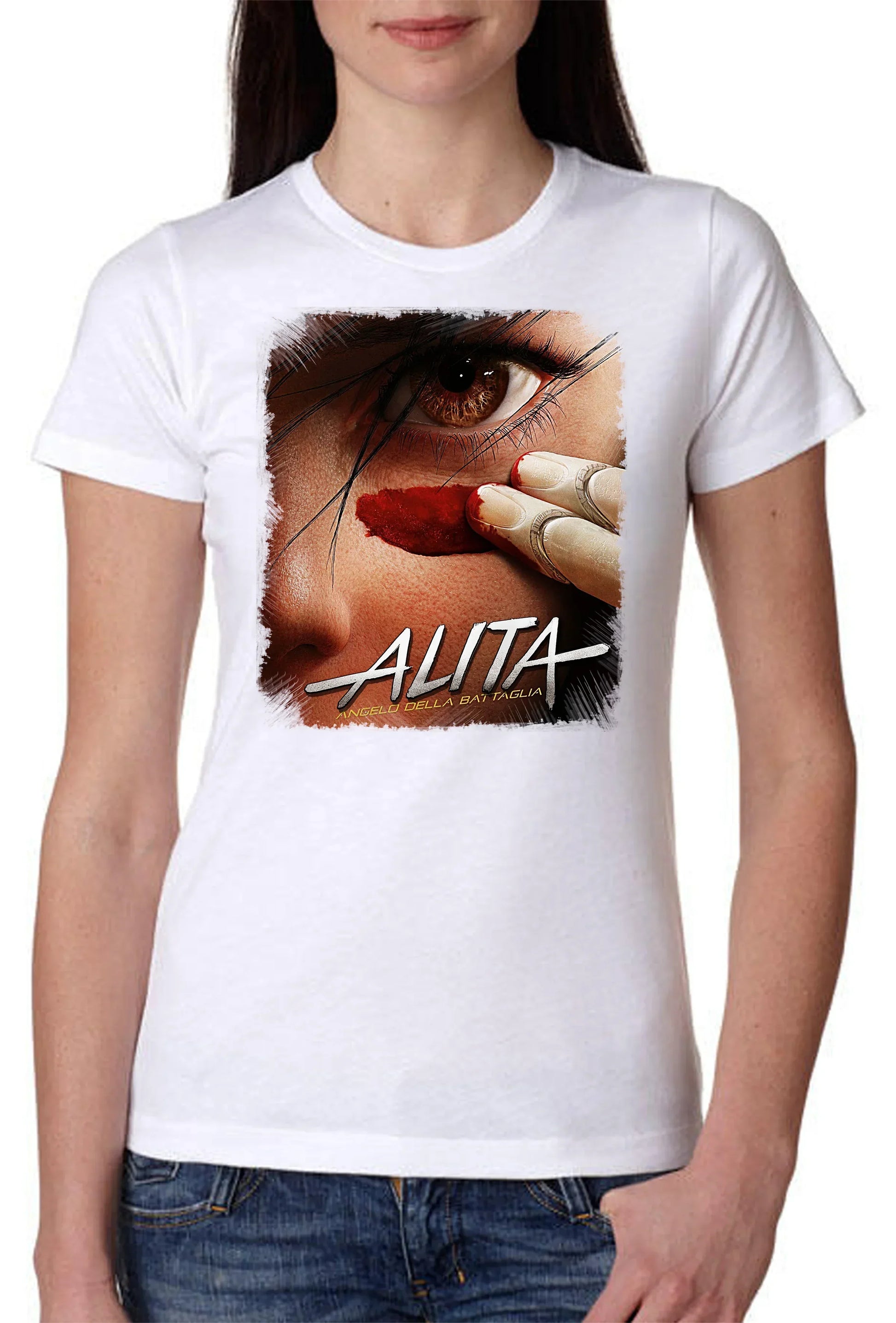 Alita Angelo Della Battaglia Manga Anime Fumetti 6015-2 Lady Donna 100% Cotone Pettinato JK - STREET STYLE