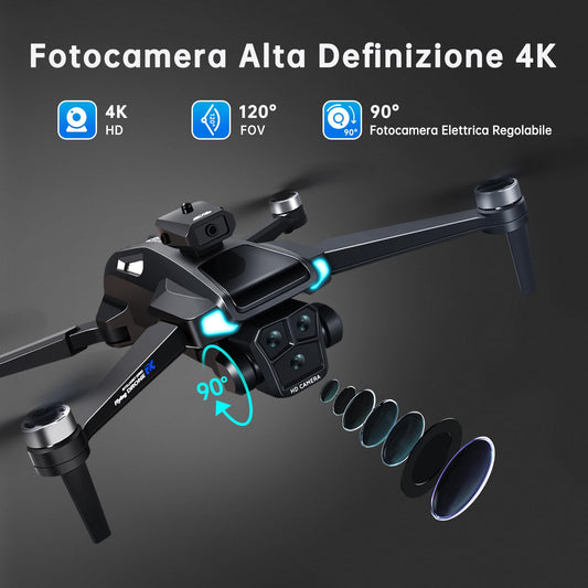 Drone con Telecamera 4K HD per Adulti e Principianti, Tempo massimo di volo 40+ minuti,Mini Quadcoptero RC Piegevole 2.4G WIFI con Motore Brushless, 2 Batterie, Autoscatto con Gestuali