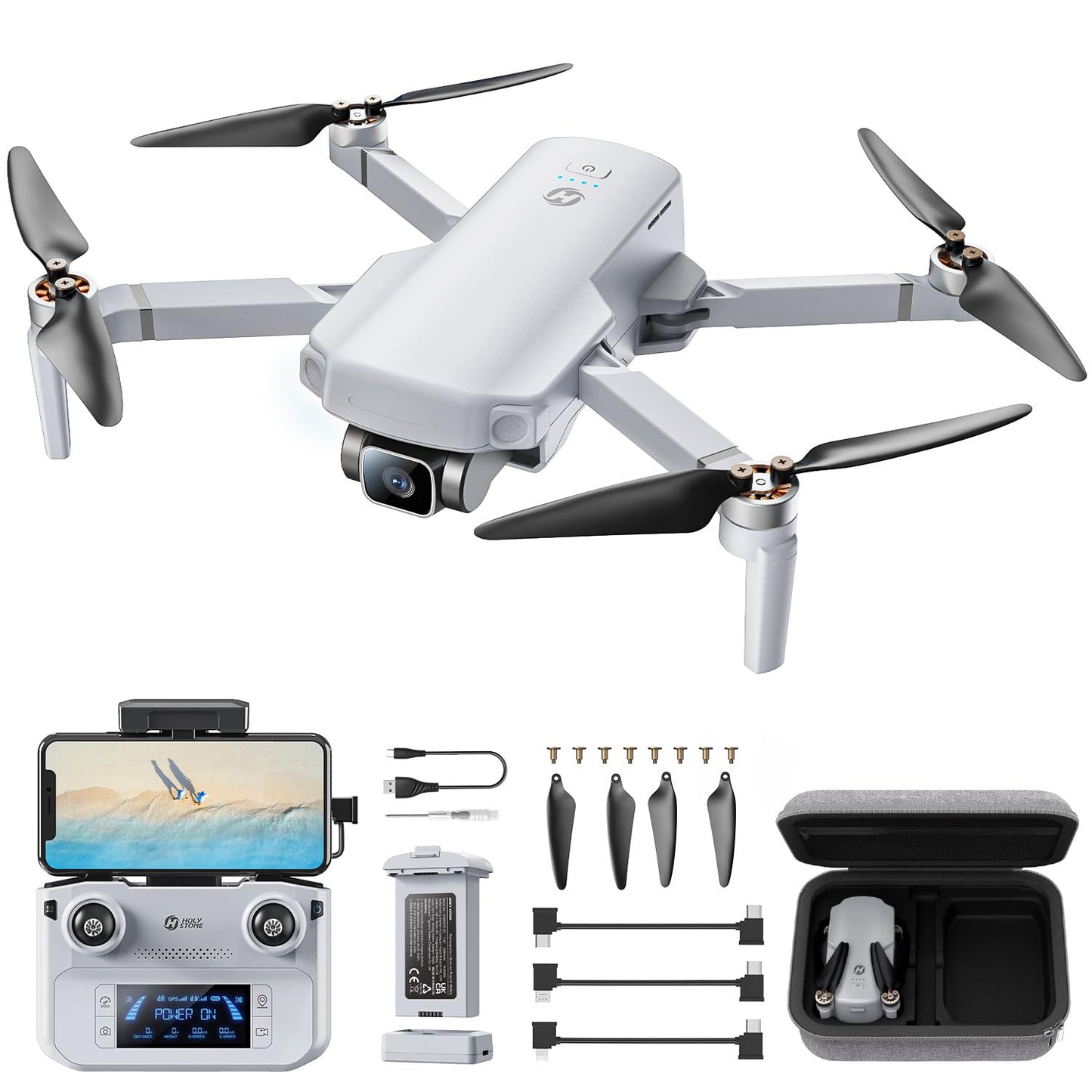 Holy Stone HS360E GPS 4K EIS Drone con telecamera per adulti, 249g leggero pieghevole FPV RC Quadcopter Drone con sensore da 12 megapixel, portata 6 km, ritorno automatico, seguimi, HS360S aggiornato