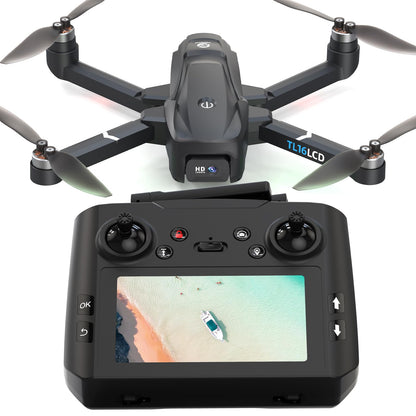 TL16LCD Drone con Telecamera 4K, Drone FPV per Principianti con Telecomando LCD Ritorno Automatico Follow Me Trasmissione in Tempo Reale 5G Droni GPS Pieghevole per Adulti
