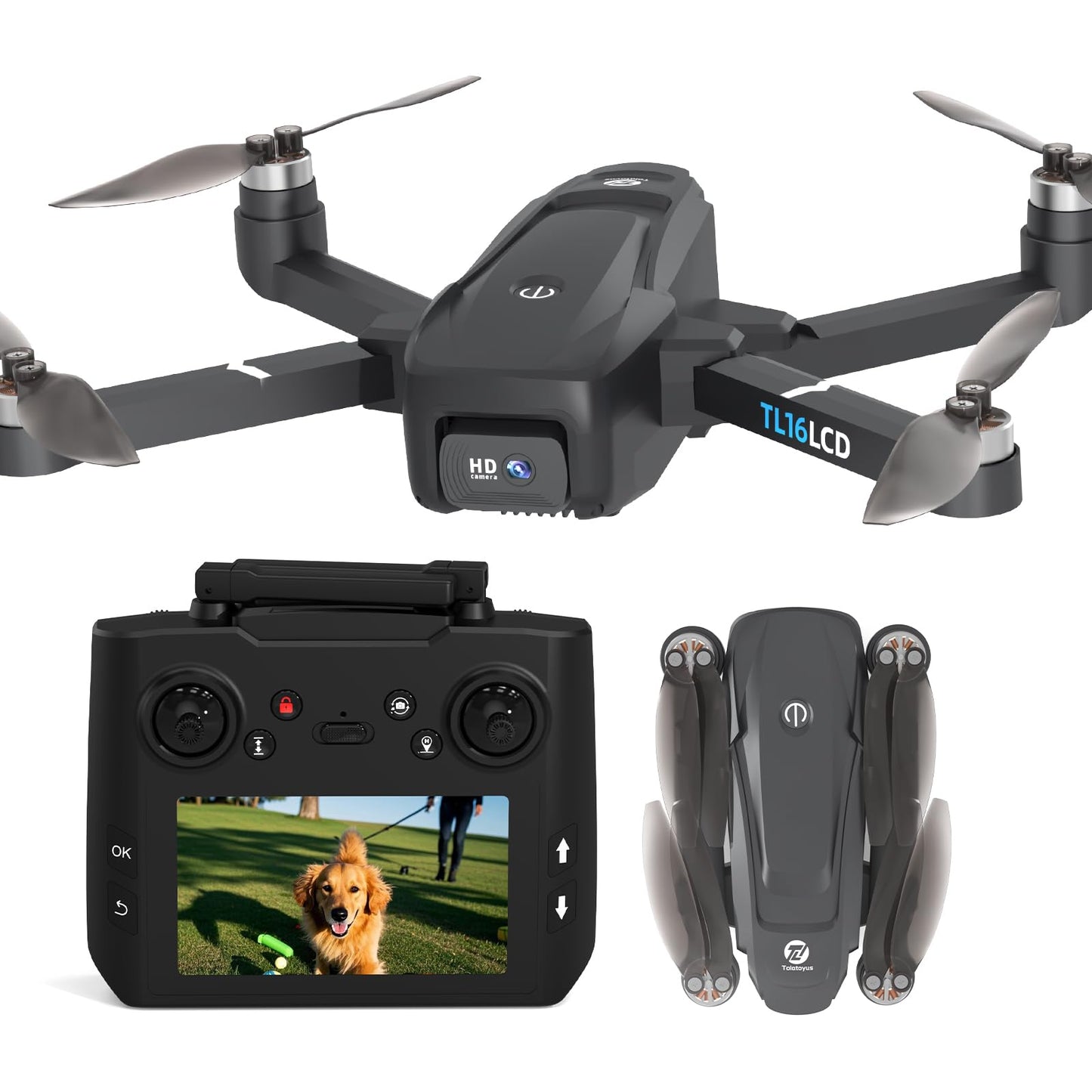 TL16LCD Drone con Telecamera 4K, Drone FPV per Principianti con Telecomando LCD Ritorno Automatico Follow Me Trasmissione in Tempo Reale 5G Droni GPS Pieghevole per Adulti