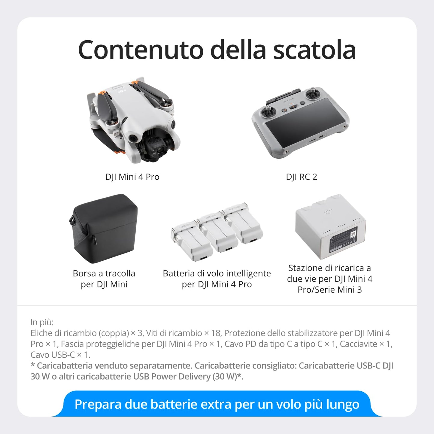 DJI Mini 5 Pro Combo Fly More con DJI RC 2 e DJI Care di 1 anno, drone 4K per principianti, drone con fotocamera, CMOS da 1 pollice, rilevamento degli ostacoli, ActiveTrack 360°, C0