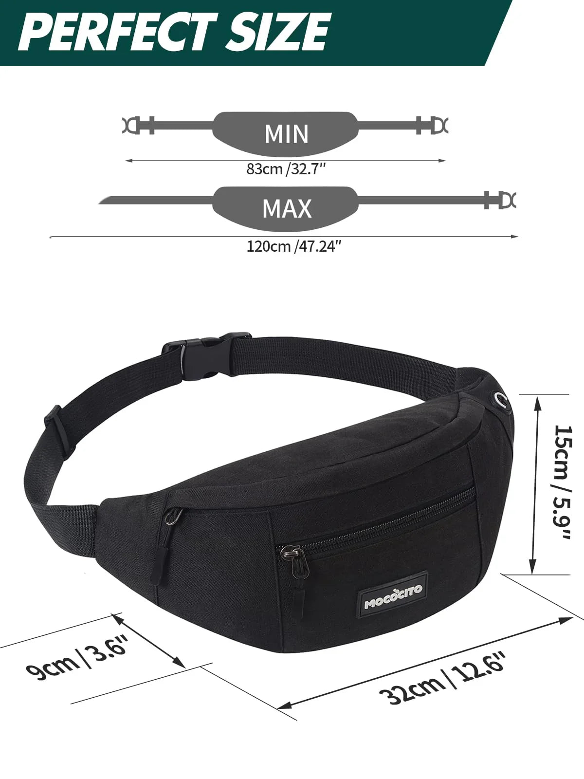 Men's Women's Waist Bag, Sports Waist Bag with 4 Zip Pockets, Men's Waist Bag, Small Adjustable Belt, Waterproof Work Waist Bag for Cycling Running Hiking Trekking Concerts - STREET STYLE