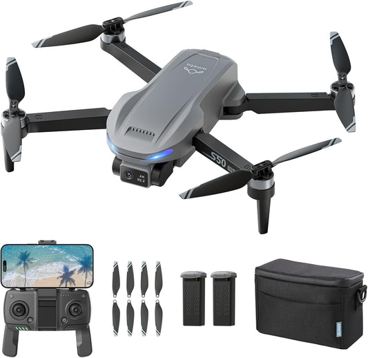 Ameta Drone con Telecamera 4K Professionale e GPS, S50 Lite Droni FPV con Ritorno Automatico, 50 Minuti di Volo, Follow Me, Modalità Intelligenti, Controllo Gesti, Portata 500m, Meno di 249g