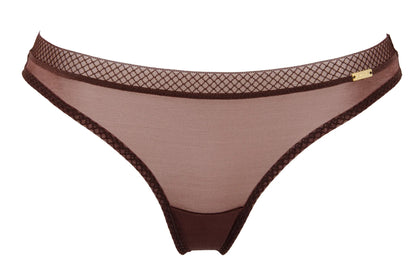 Sheer See Through Thong Panty Gossard Glossies Rich Brown - STREET STYLE