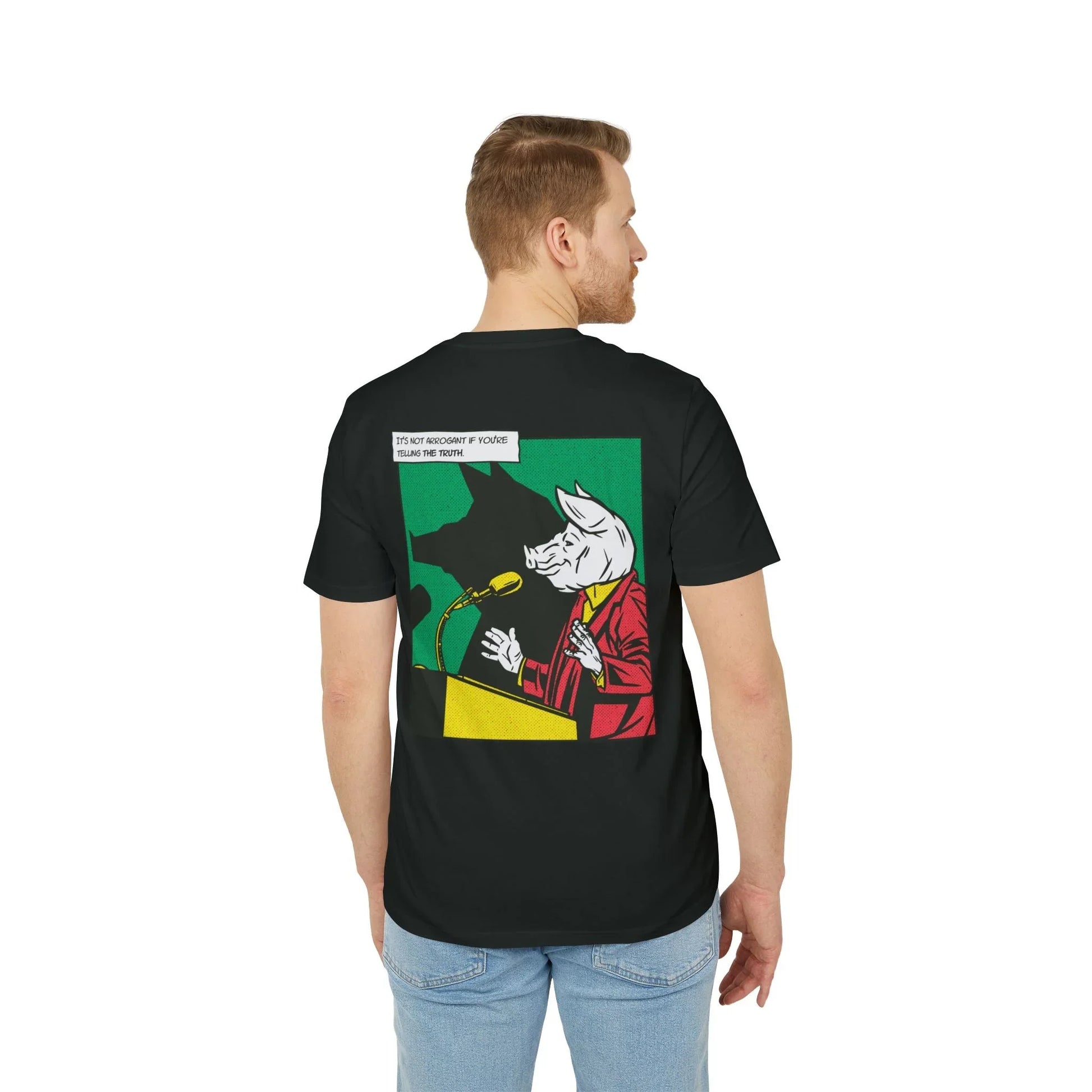 Pig Politician - Comic Mafia - Premium Bio Unisex T-Shirt - Back Print - STREET STYLE