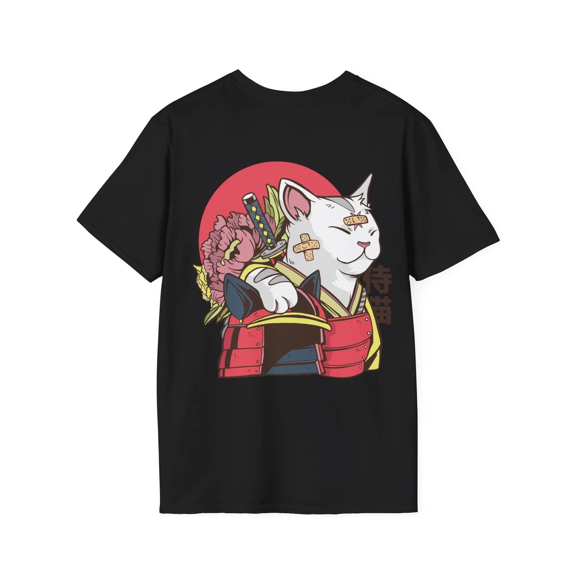 Samurai Cat - Anime World - Unisex T-Shirt - Back Print - STREET STYLE