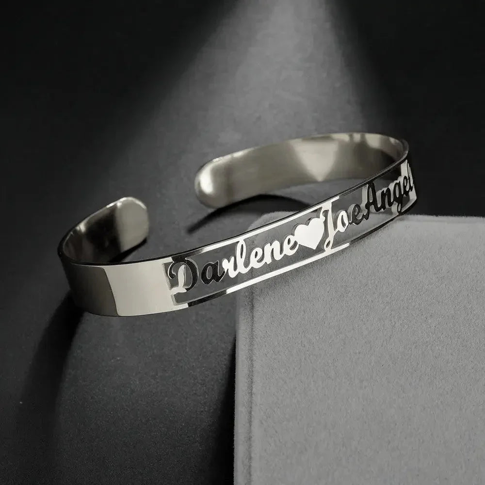 Customized Name Bracelet Personalized Custom Bangles Stainless Steel Jewelry - STREET STYLE