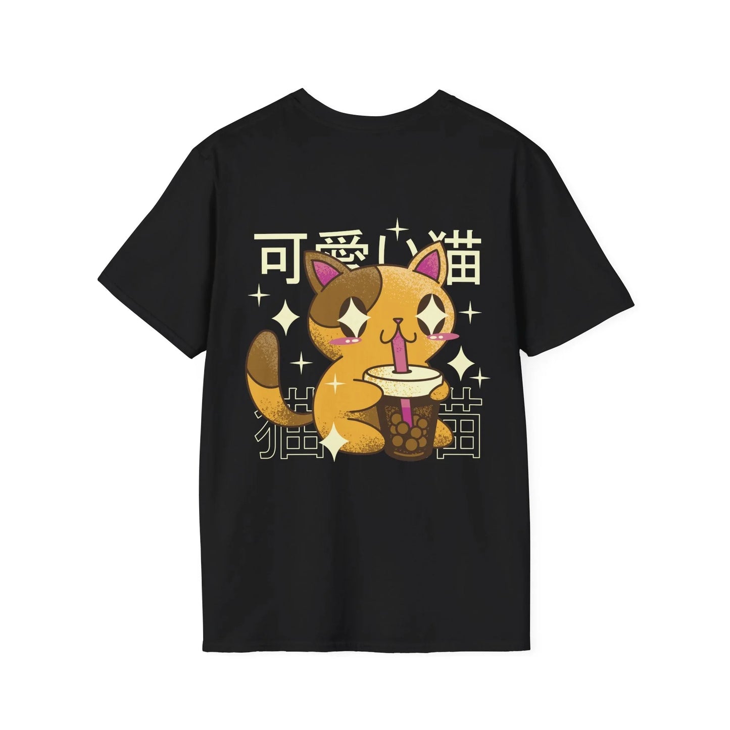 Cat Bubble Tea - Kawaii Character - Unisex T-Shirt - Back Print - STREET STYLE