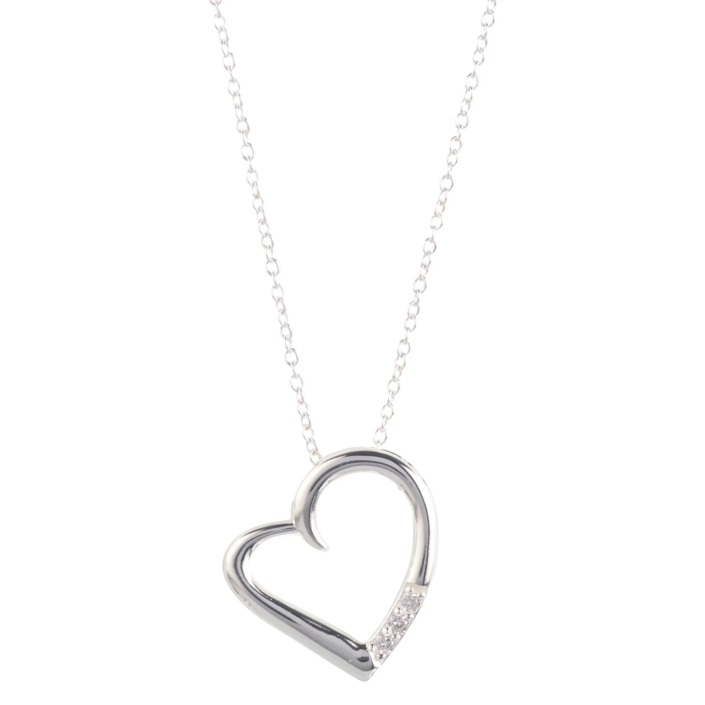 14K Silver Plated Necklace Love Heart Pave Pendant Necklace - STREET STYLE