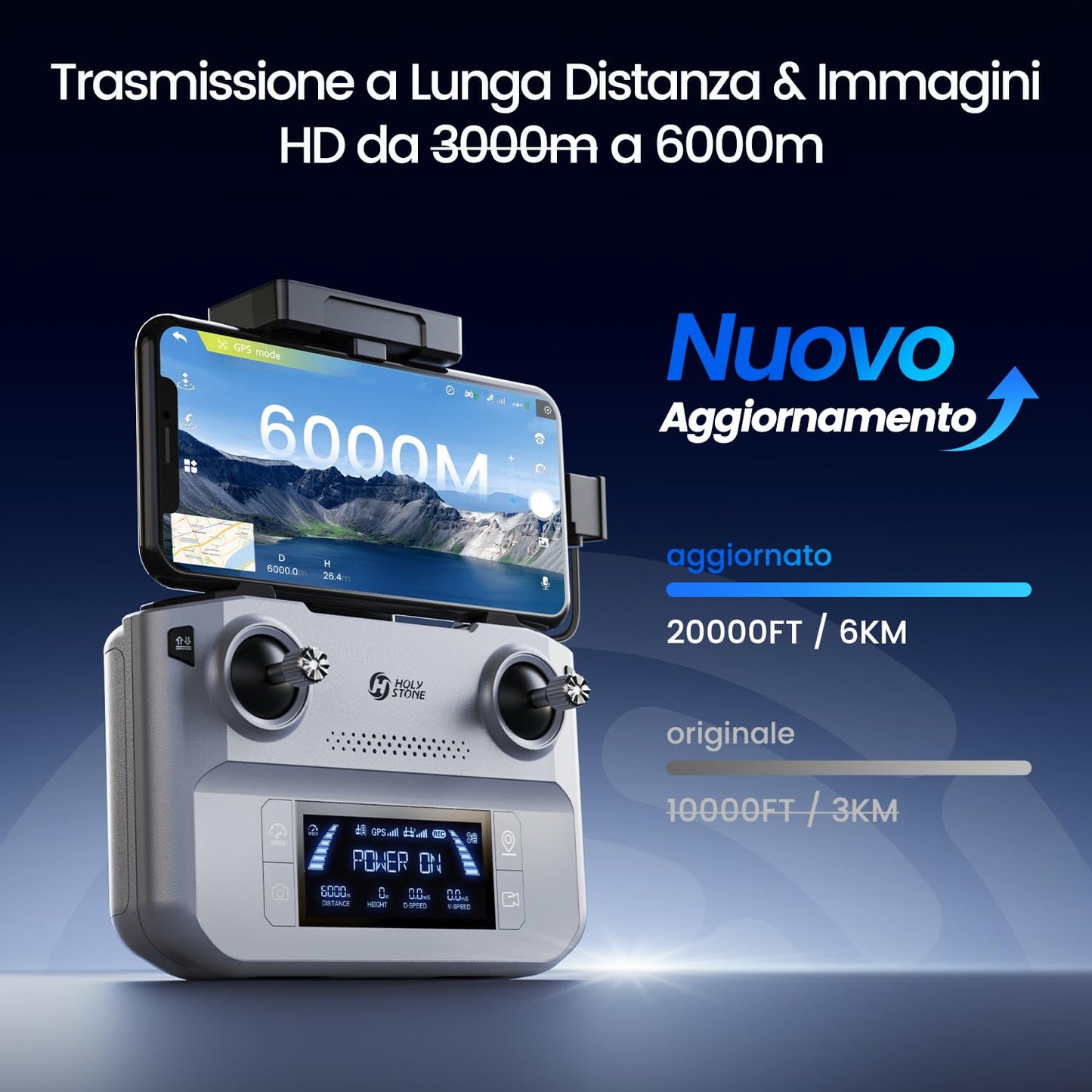 Holy Stone HS360E GPS 4K EIS Drone con telecamera per adulti, 249g leggero pieghevole FPV RC Quadcopter Drone con sensore da 12 megapixel, portata 6 km, ritorno automatico, seguimi, HS360S aggiornato