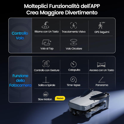 Holy Stone HS360E GPS 4K EIS Drone con telecamera per adulti, 249g leggero pieghevole FPV RC Quadcopter Drone con sensore da 12 megapixel, portata 6 km, ritorno automatico, seguimi, HS360S aggiornato