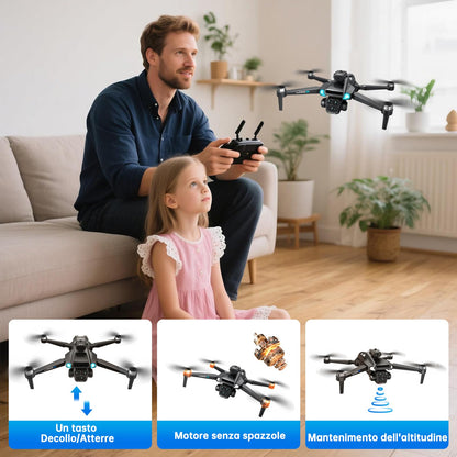 Drone con Telecamera 4K HD per Adulti e Principianti, Tempo massimo di volo 40+ minuti,Mini Quadcoptero RC Piegevole 2.4G WIFI con Motore Brushless, 2 Batterie, Autoscatto con Gestuali