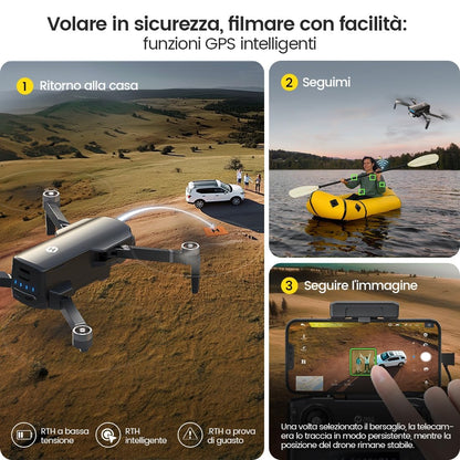 Holy Stone HS360S GPS Drone con Telecamera 4K per Adulti Principianti, RC quadcopterr con 3KM FPV Trasmissione, Motore Brushless, Follow Me, Ritorno a Casa Intelligente, Trasmissione 5G, meno di 249g