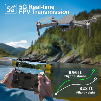 Drone con Fotocamera 4K UHD per Adulti, Droni GPS con Motore Brushless, Trasmissione in Tempo Reale 5G, Seguimi, Ritorno Automatico, Drone per Principianti TD31GPS