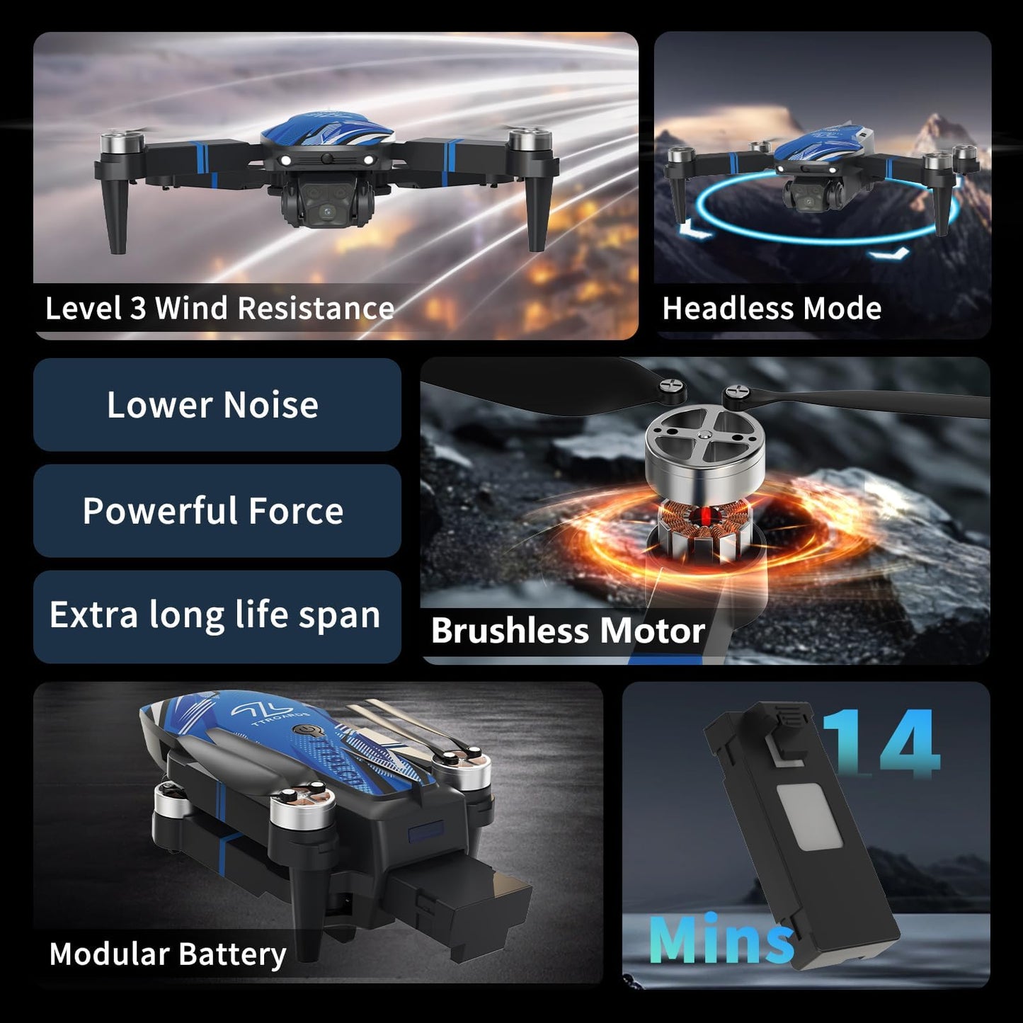 Drone con Fotocamera 4k per Adulti, Droni con 2,8 Pollici Schermo LCDProfessionisti, Evitamento Ostacoli 270°, Motore Brushless, Mantenimento dell'altitudine, RC Quadcopter per Principianti TT19LCD