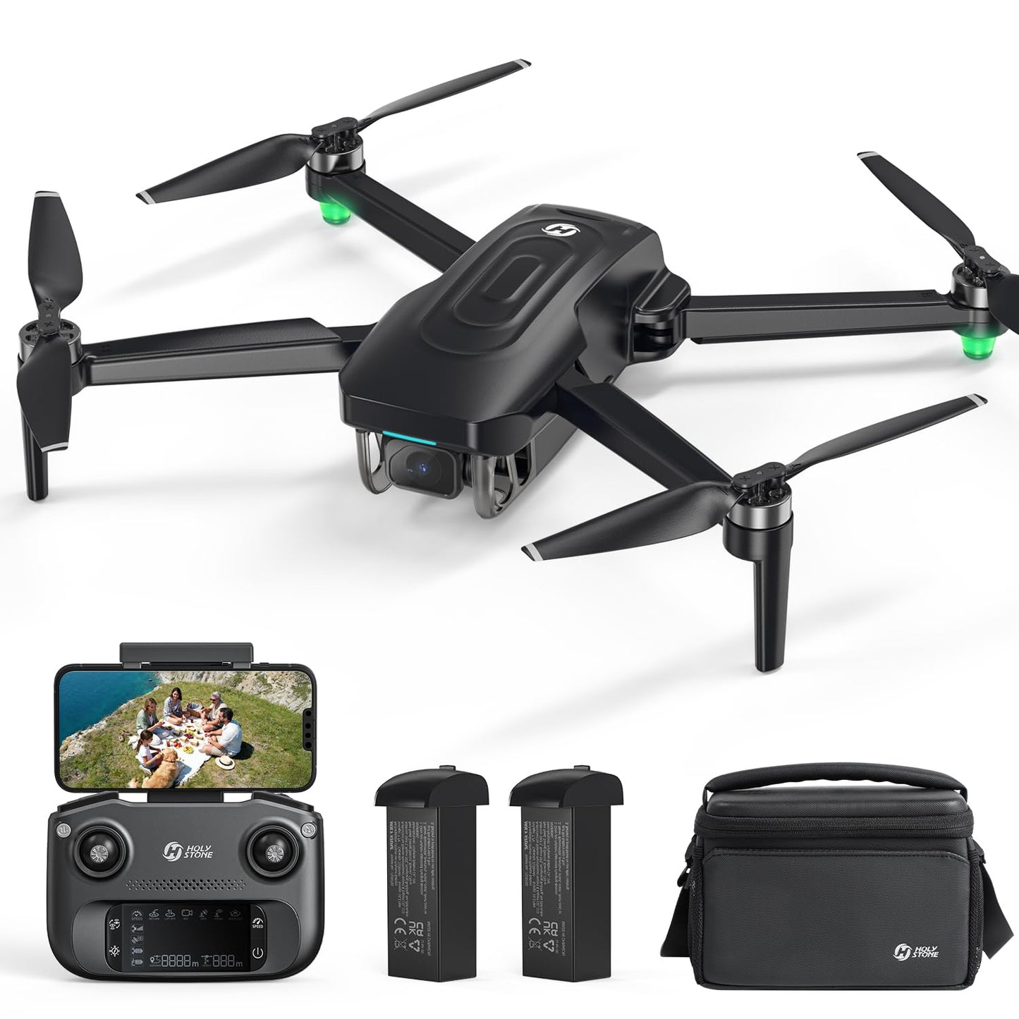 Holy Stone HS175G Drone con Telecamera 8K, Motore Brushless, 60 Minuti di Volo, GPS e Ritorno Intelligente, Drone con Telecamera 4K Professionale, Modalità a 2 Velocità, Batteria Ricarica Rapida, C0