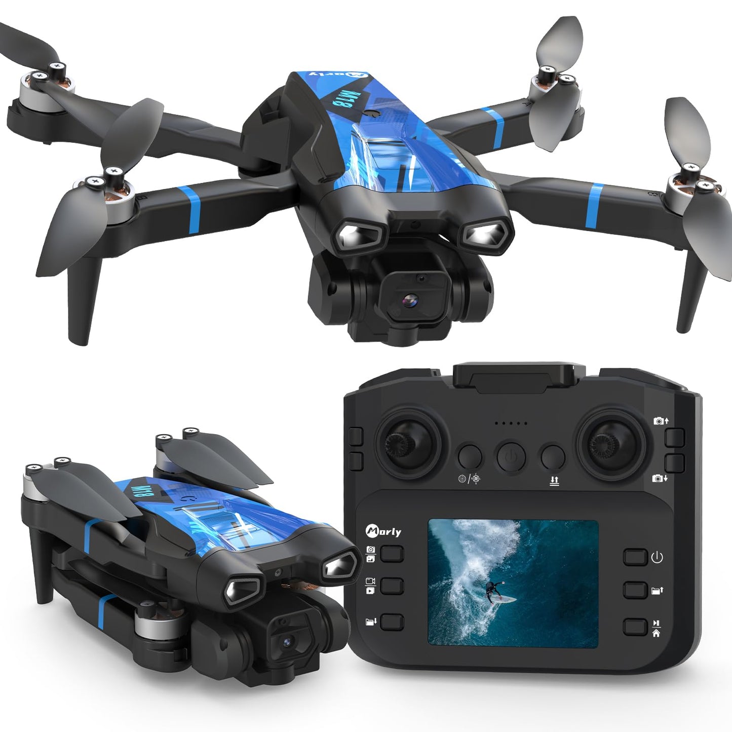 M18LCD Mini Drone con Fotocamera 4K Drone Con Telecomando LCD 3D Flip Design Pieghevole Telecomando Ricaricabile 3 Velocità Quadricottero RC per Principianti
