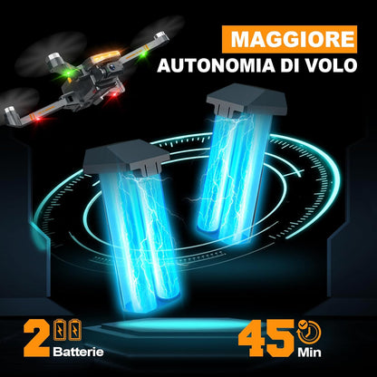 G9 GPS Drone con Telecamera 4K Professionale per Adulti e Bambini, Droni con Motore Brushless, 45 Minuti di Autonomia, 5G FPV Transmissione, Ritorno Auto, RC Quadricotter per Principianti, <249g, C0