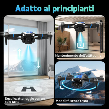 M18LCD Mini Drone con Fotocamera 4K Drone Con Telecomando LCD 3D Flip Design Pieghevole Telecomando Ricaricabile 3 Velocità Quadricottero RC per Principianti