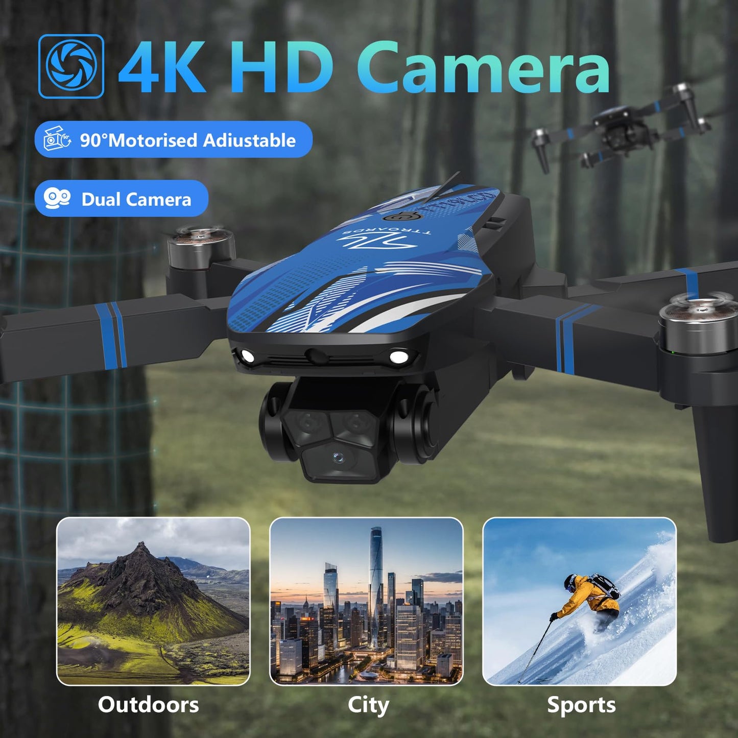 Drone con Fotocamera 4k per Adulti, Droni con 2,8 Pollici Schermo LCDProfessionisti, Evitamento Ostacoli 270°, Motore Brushless, Mantenimento dell'altitudine, RC Quadcopter per Principianti TT19LCD