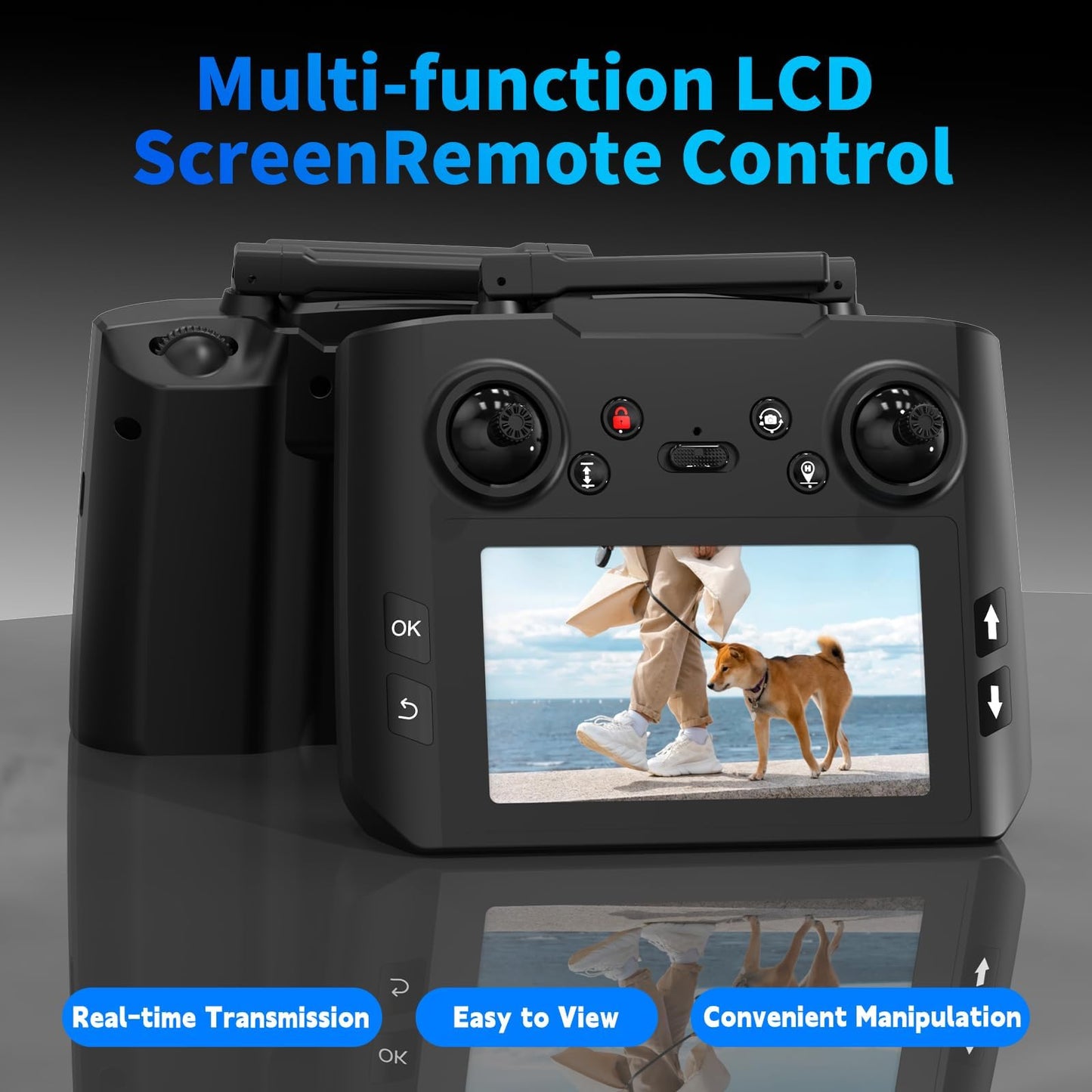 TL16LCD Drone con Telecamera 4K, Drone FPV per Principianti con Telecomando LCD Ritorno Automatico Follow Me Trasmissione in Tempo Reale 5G Droni GPS Pieghevole per Adulti