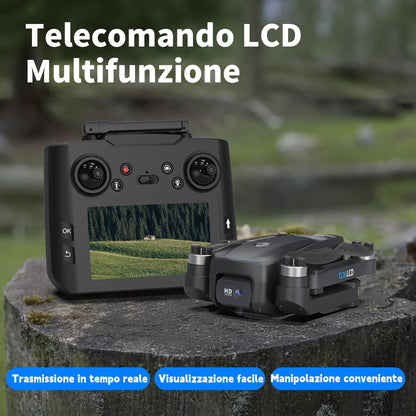 TL16LCD Drone con Telecamera 4K, Drone FPV per Principianti con Telecomando LCD Ritorno Automatico Follow Me Trasmissione in Tempo Reale 5G Droni GPS Pieghevole per Adulti