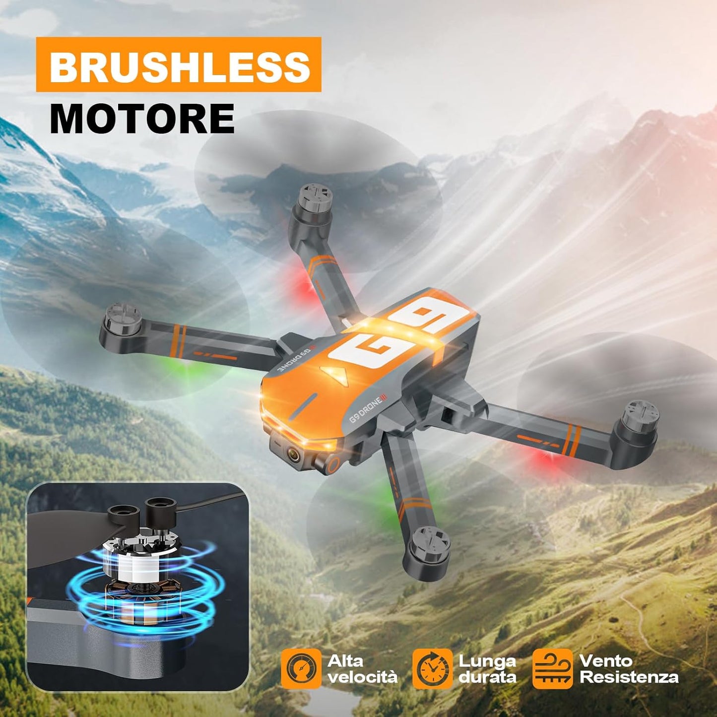 G9 GPS Drone con Telecamera 4K Professionale per Adulti e Bambini, Droni con Motore Brushless, 45 Minuti di Autonomia, 5G FPV Transmissione, Ritorno Auto, RC Quadricotter per Principianti, <249g, C0
