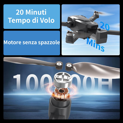 TL16LCD Drone con Telecamera 4K, Drone FPV per Principianti con Telecomando LCD Ritorno Automatico Follow Me Trasmissione in Tempo Reale 5G Droni GPS Pieghevole per Adulti