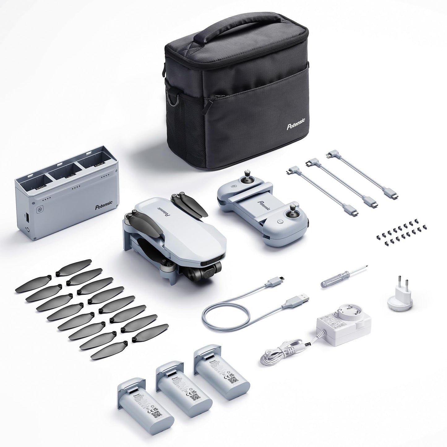 Potensic ATOM SE Combo GPS Drone con Telecamera 4K, 62 Min di Volo, <249g, 4KM FPV Transmissione, Velocità Max 16m/s, Brushless Motore, Ritorno Auto, RC Quadricotter per Principianti e Adulti, C0