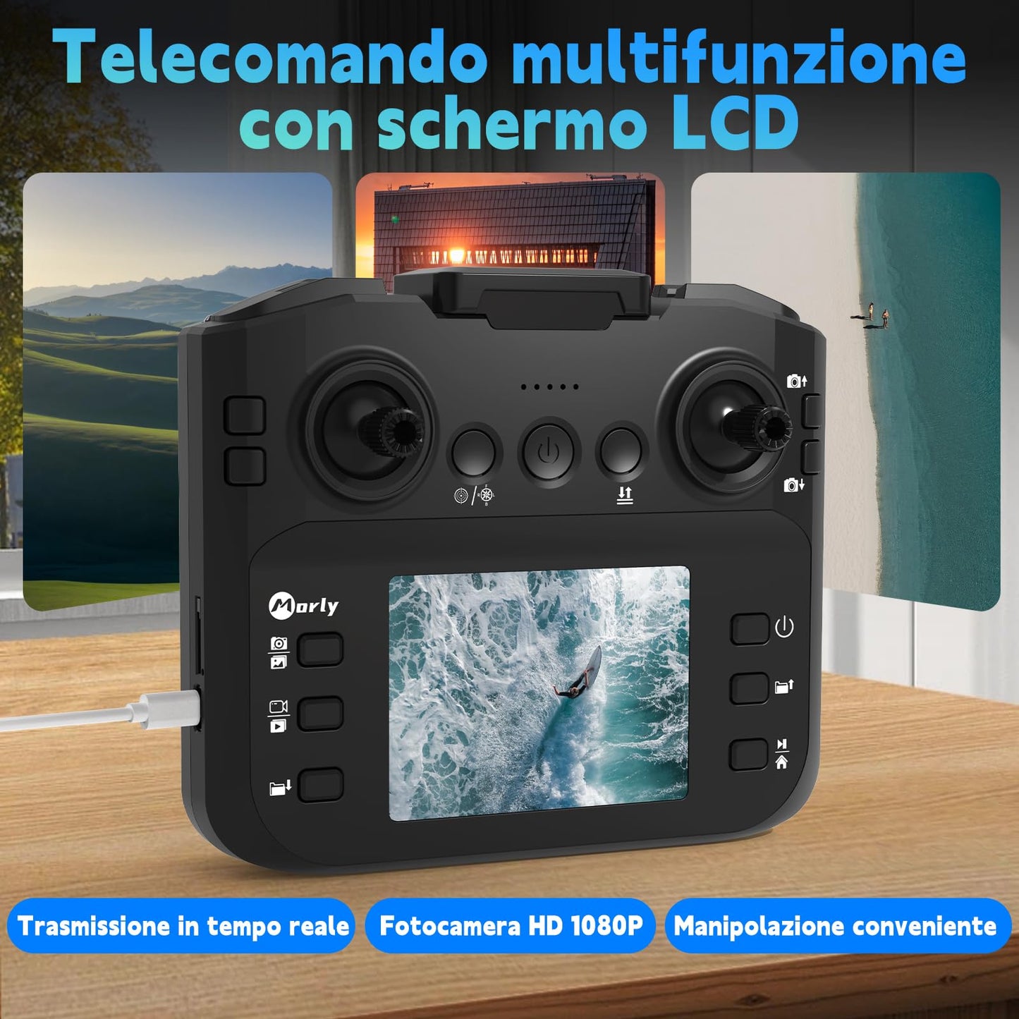 M18LCD Mini Drone con Fotocamera 4K Drone Con Telecomando LCD 3D Flip Design Pieghevole Telecomando Ricaricabile 3 Velocità Quadricottero RC per Principianti