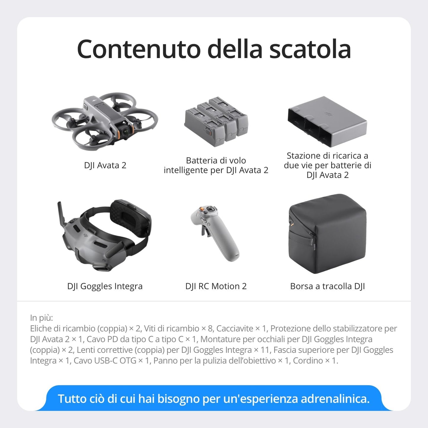 DJI Avata 2 Fly Smart Combo (una batteria), drone FPV con fotocamera 4K, esperienza immersiva, paraeliche integrati, FOV da 155°, drone con fotocamera con Goggles N3 e RC Motion 3