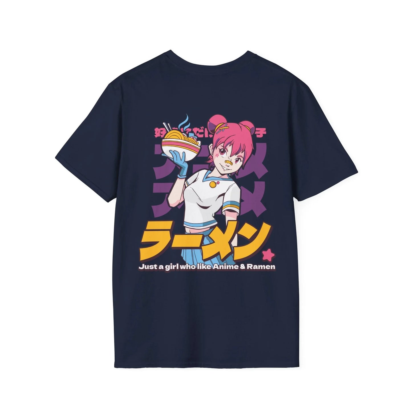 Just a girl who like Anime & Ramen - Anime World - Unisex T-Shirt - Back Print - STREET STYLE