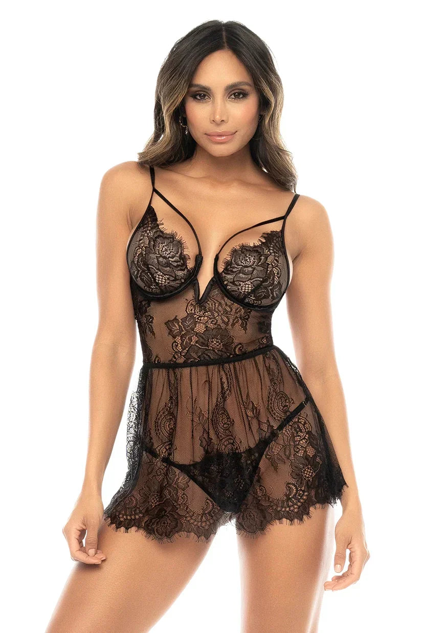 Stunning Deep Plunge Babydoll Mapale Temptation - STREET STYLE
