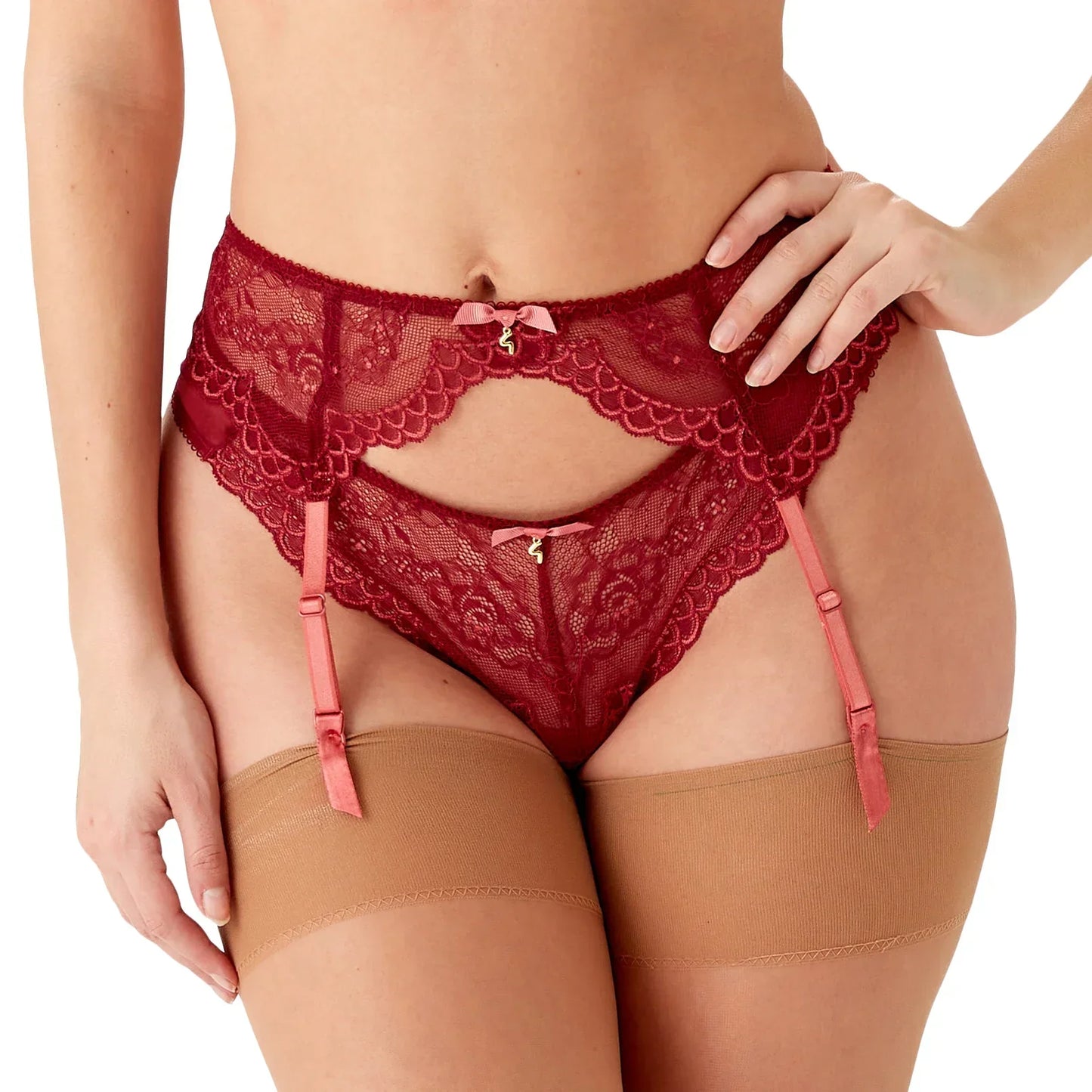 Gossard Superboost Lace Garter Belt Cranberry/Raspberry Sorbet - STREET STYLE