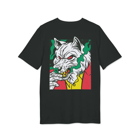 Smoking Wolf - Comic Mafia - Premium Bio Unisex T-Shirt - Back Print - STREET STYLE