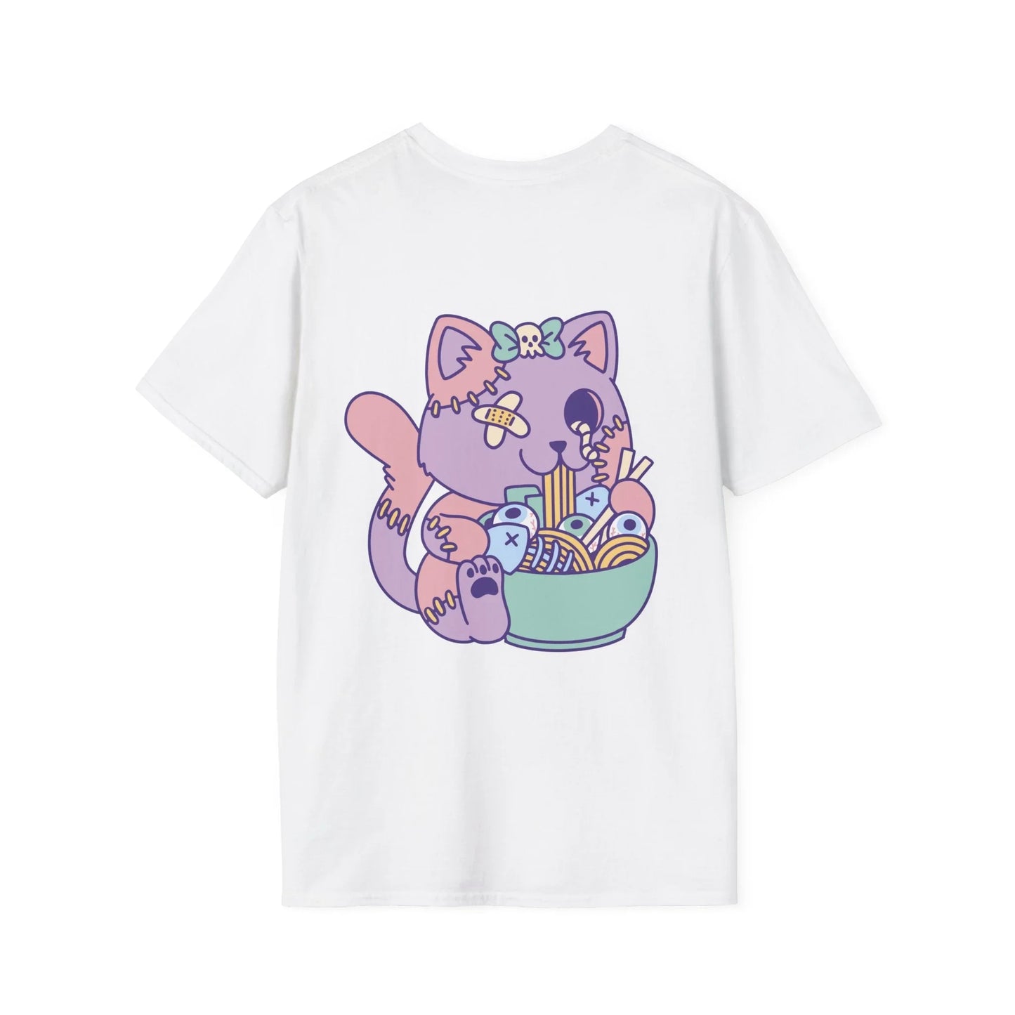 Goth Cat Ramen - Anime World - Unisex T-Shirt - Back Print - STREET STYLE