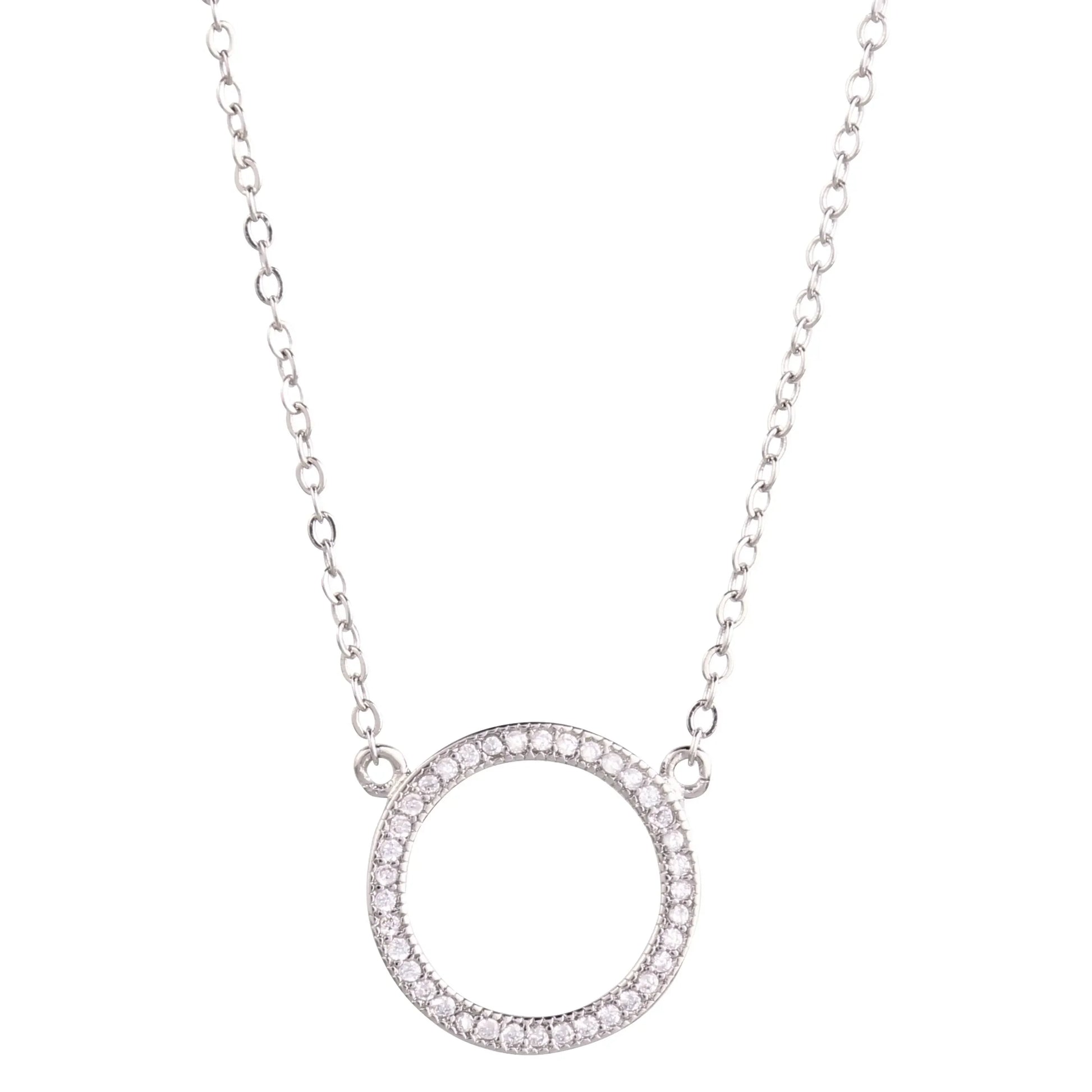 Round Pendant Pave Necklace - STREET STYLE