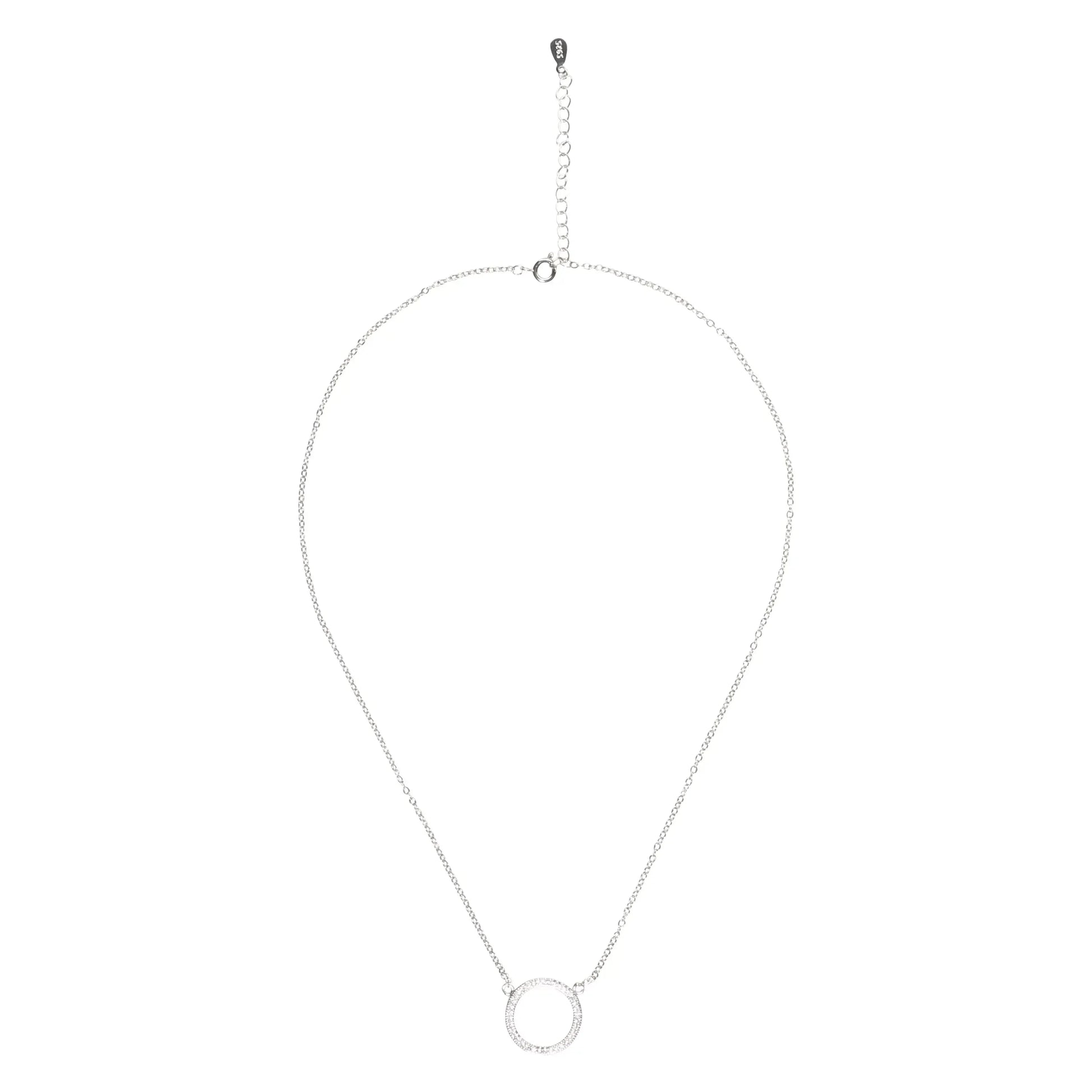 Round Pendant Pave Necklace - STREET STYLE