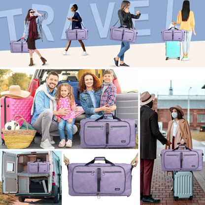 Fmeida 65L Unisex Adult Travel Duffel Bag, Large Gym Bag with Shoe Compartment and Shoulder Strap, Waterproof Duffel Bag Sports Bag, Black, Duffel bag with shoe compartment - STREET STYLE