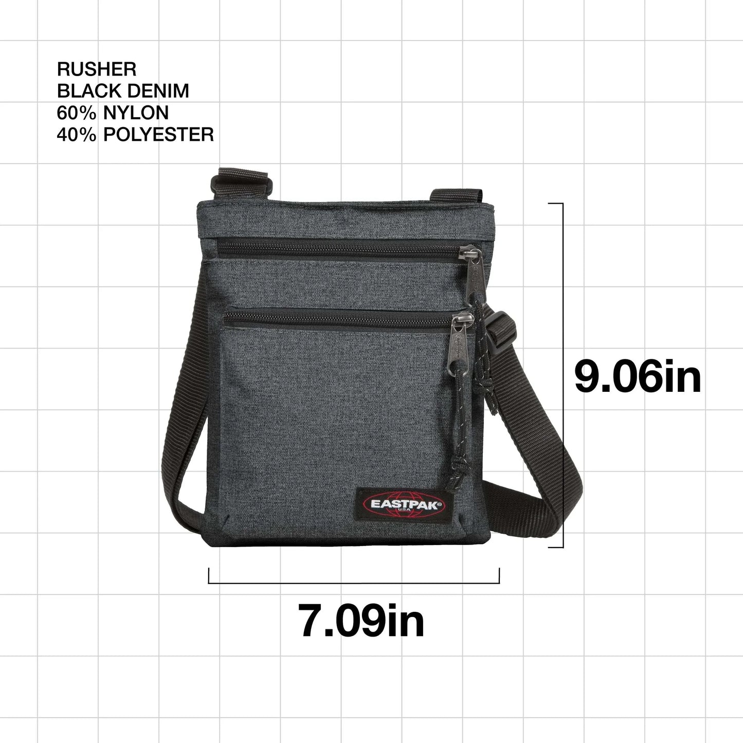 Eastpak RUSHER Shoulder Bag, 1.5 L, Black Denim, Rusher - STREET STYLE