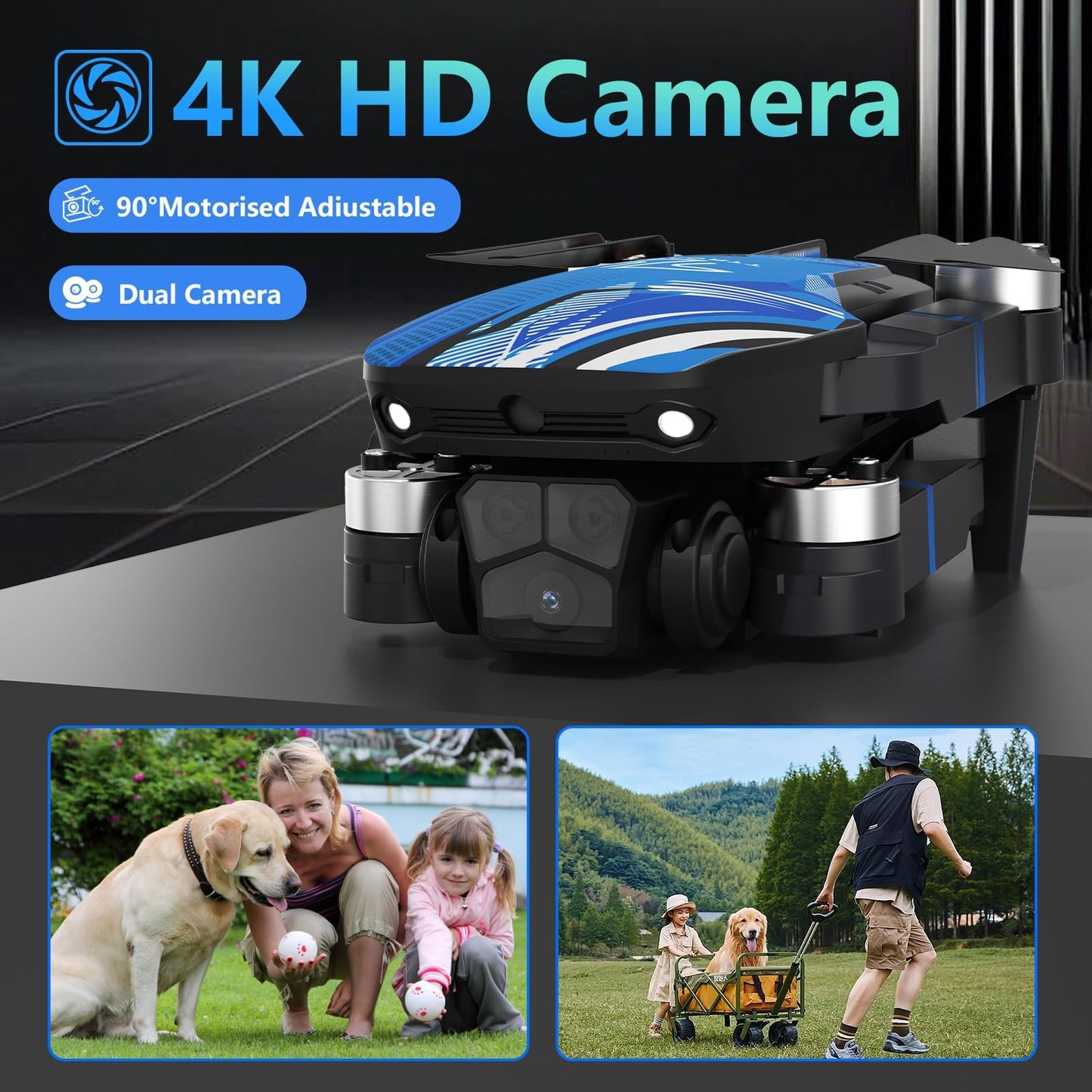 Drone con Fotocamera 4k per Adulti, Droni con 2,8 Pollici Schermo LCDProfessionisti, Evitamento Ostacoli 270°, Motore Brushless, Mantenimento dell'altitudine, RC Quadcopter per Principianti TT19LCD