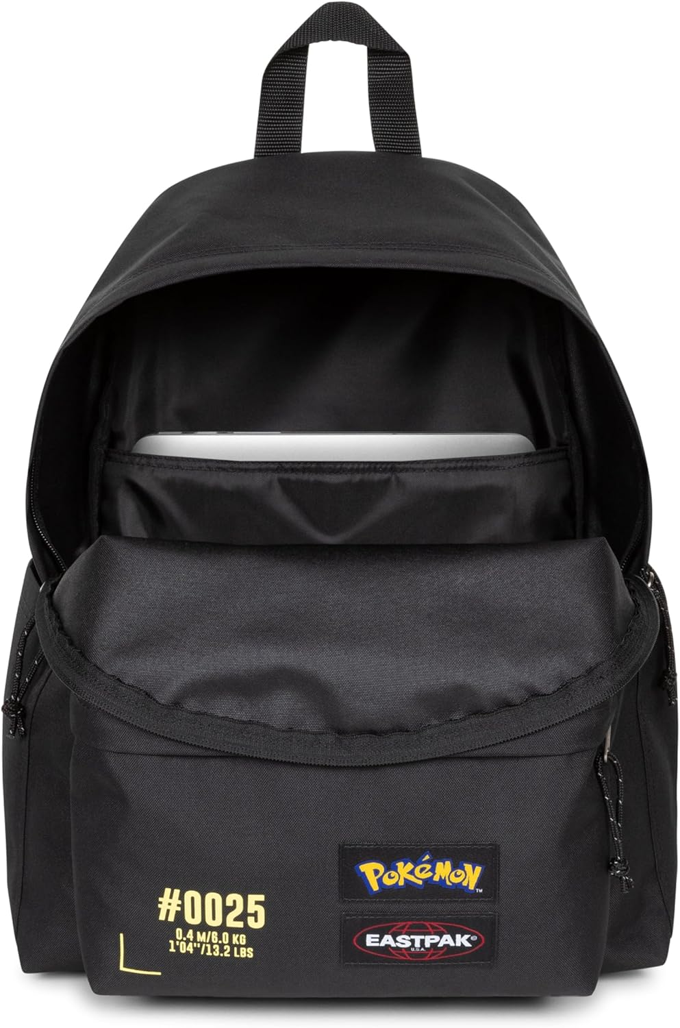 EASTPAK Day Pak Backpack 24 Litres Black and Yellow Limited Edition 2025 Side Pocket Bottle Holder and Back Pocket with Zipper - STREET STYLE