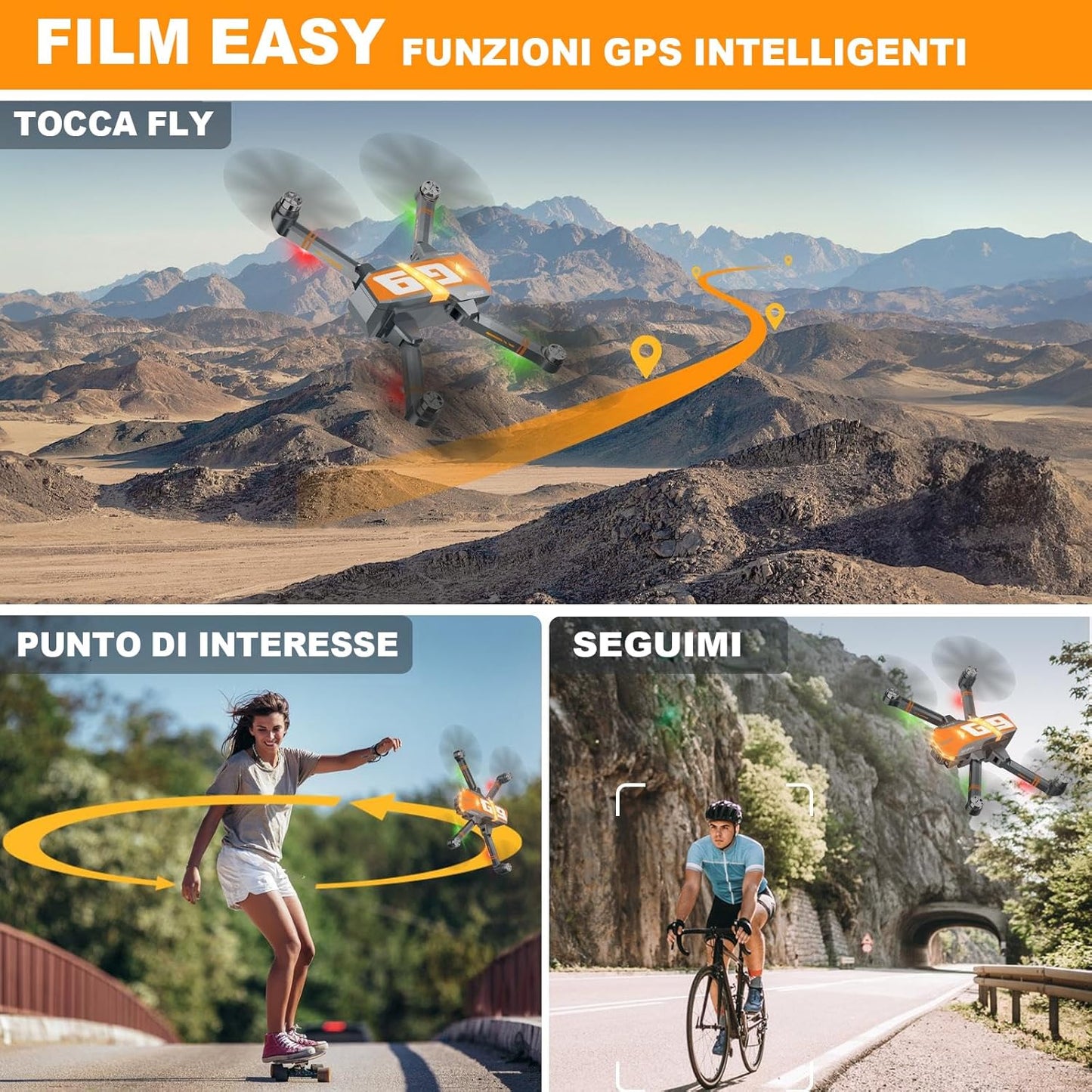 G9 GPS Drone con Telecamera 4K Professionale per Adulti e Bambini, Droni con Motore Brushless, 45 Minuti di Autonomia, 5G FPV Transmissione, Ritorno Auto, RC Quadricotter per Principianti, <249g, C0