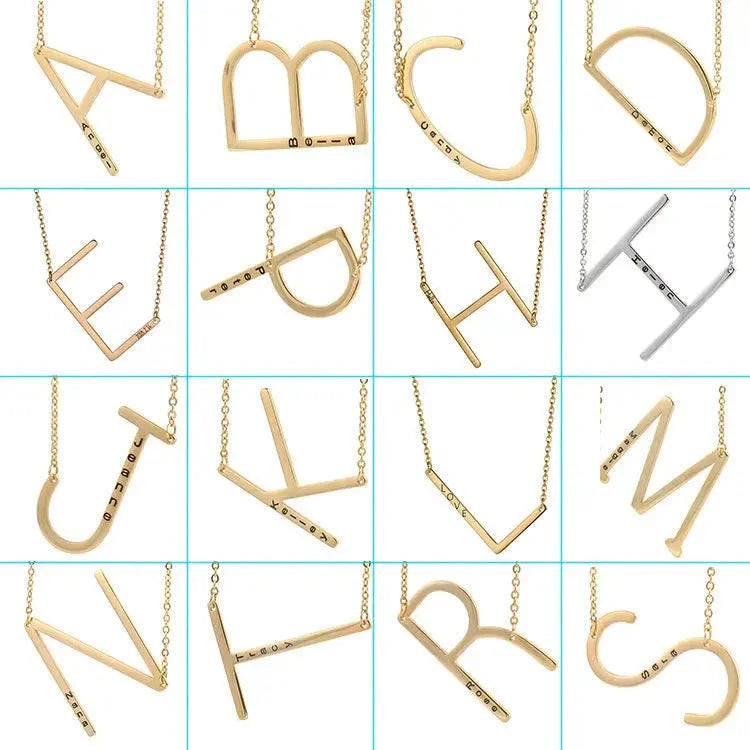 26 English Letter Pendant European Titanium Steel Necklace - Letter Pendant necklace - STREET STYLE