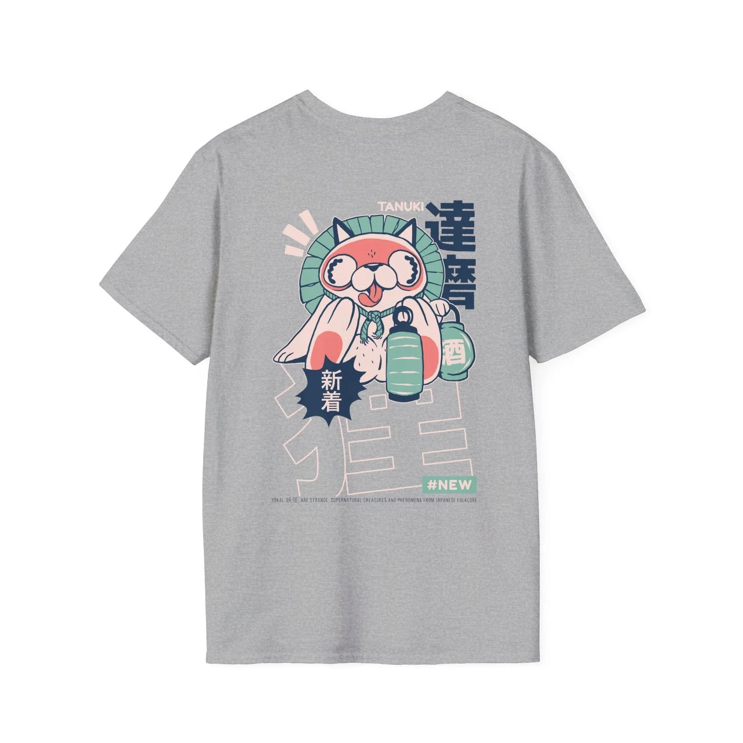 Tanuki - Japanese Yokai - Unisex T-Shirt - Back Print - STREET STYLE