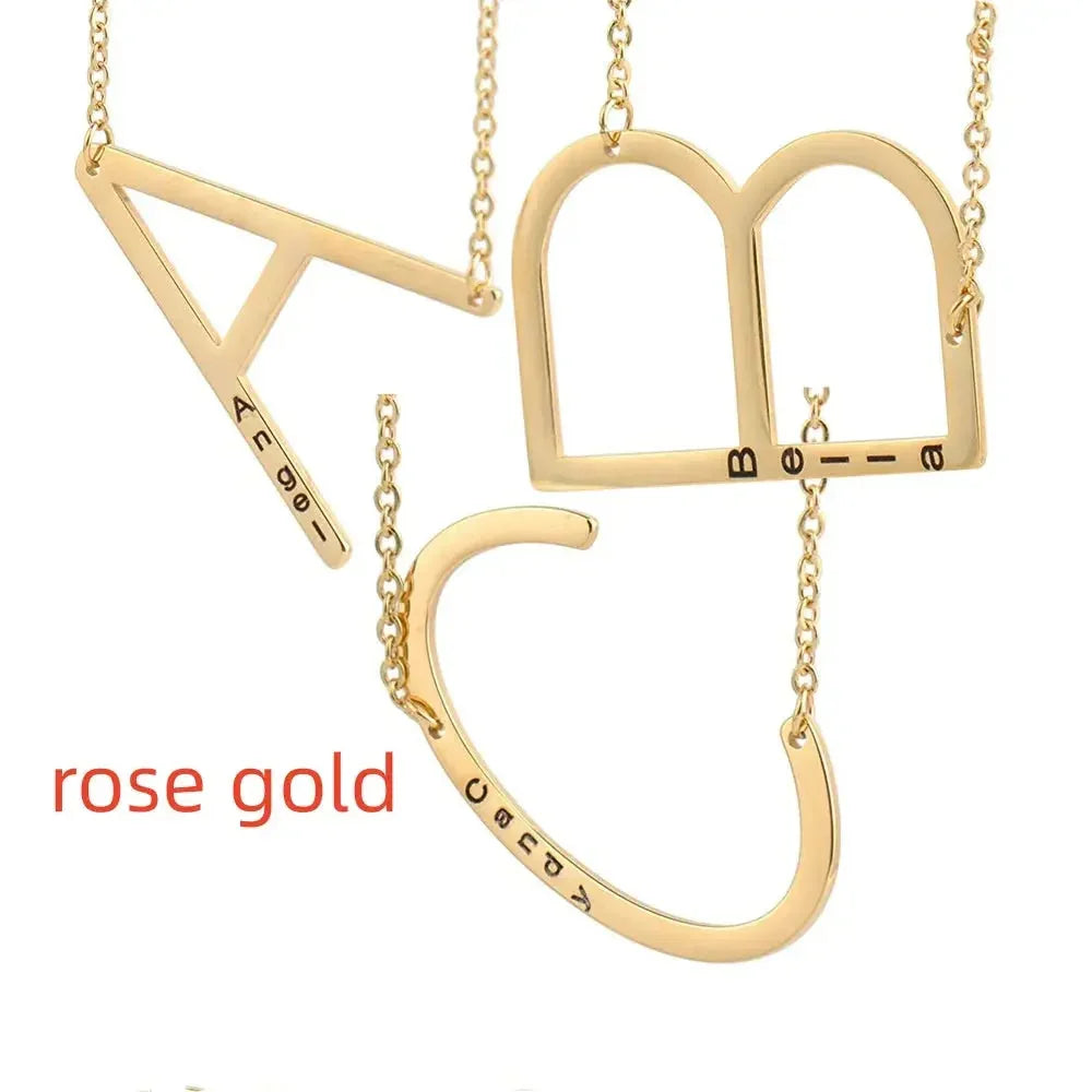 26 English Letter Pendant European Titanium Steel Necklace - Letter Pendant necklace - STREET STYLE