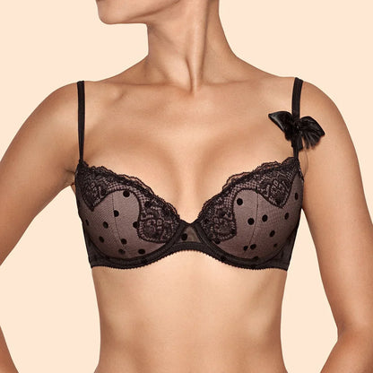 Ajour Capriccio Sheer Polka Dot Demi Bra - STREET STYLE
