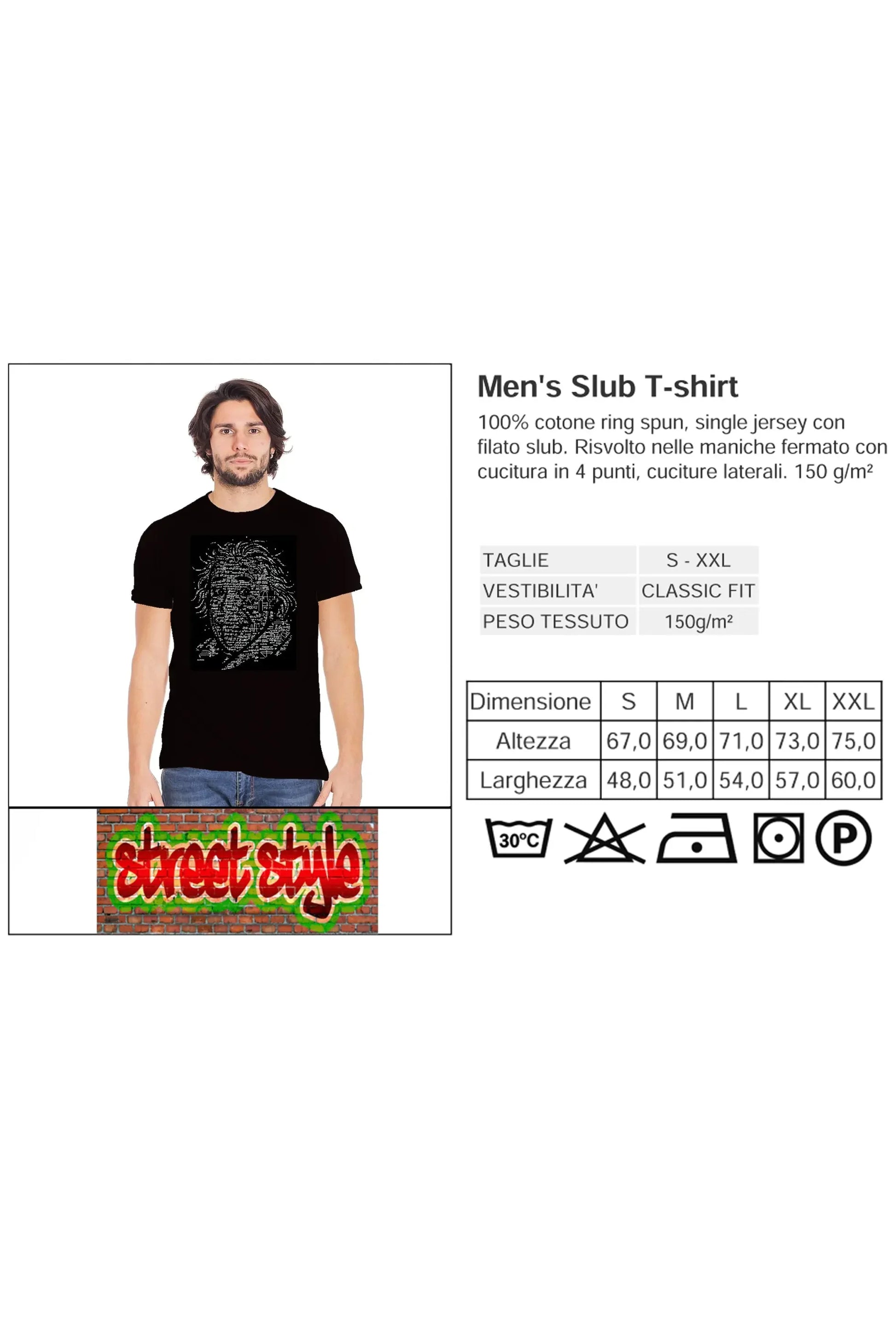 Albert Einstein T-shirt Uomo | Urban Slub Cotone 150g - STREET STYLE