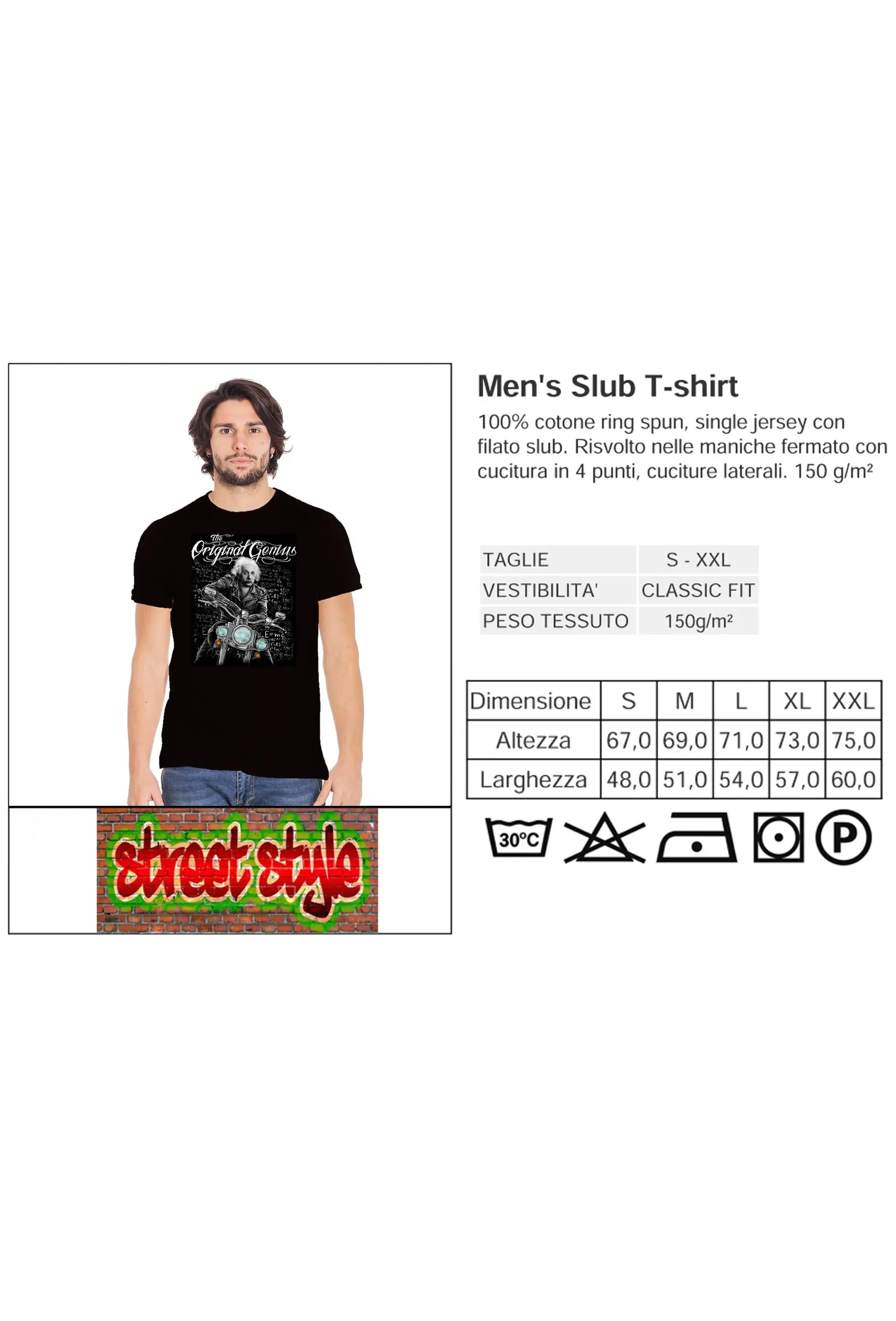 Albert Einstein Genius Tattoo - T-shirt Uomo Cotone - STREET STYLE